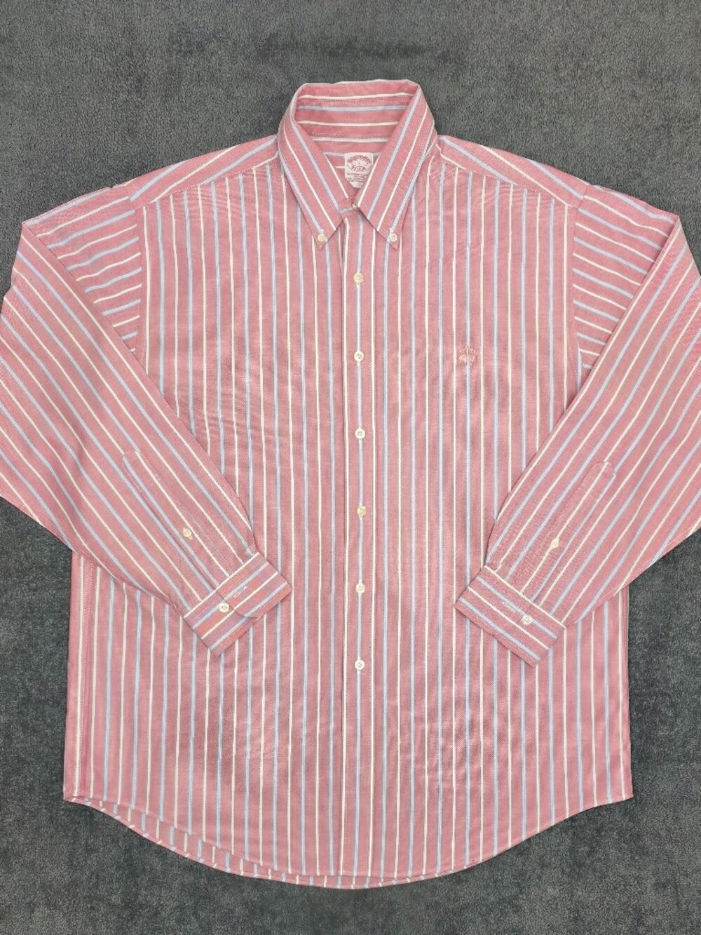 Brooks Brothers Pink Stripe Button Down Shirt Mens L Supima Cotton